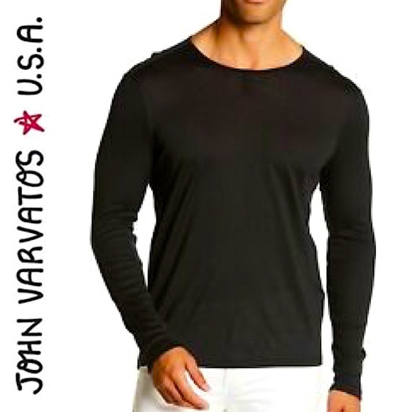 John Varvatos Other - John Varvatos Black Cotton Modal Blend Long Sleeve Crew Neck Tee Shirt L